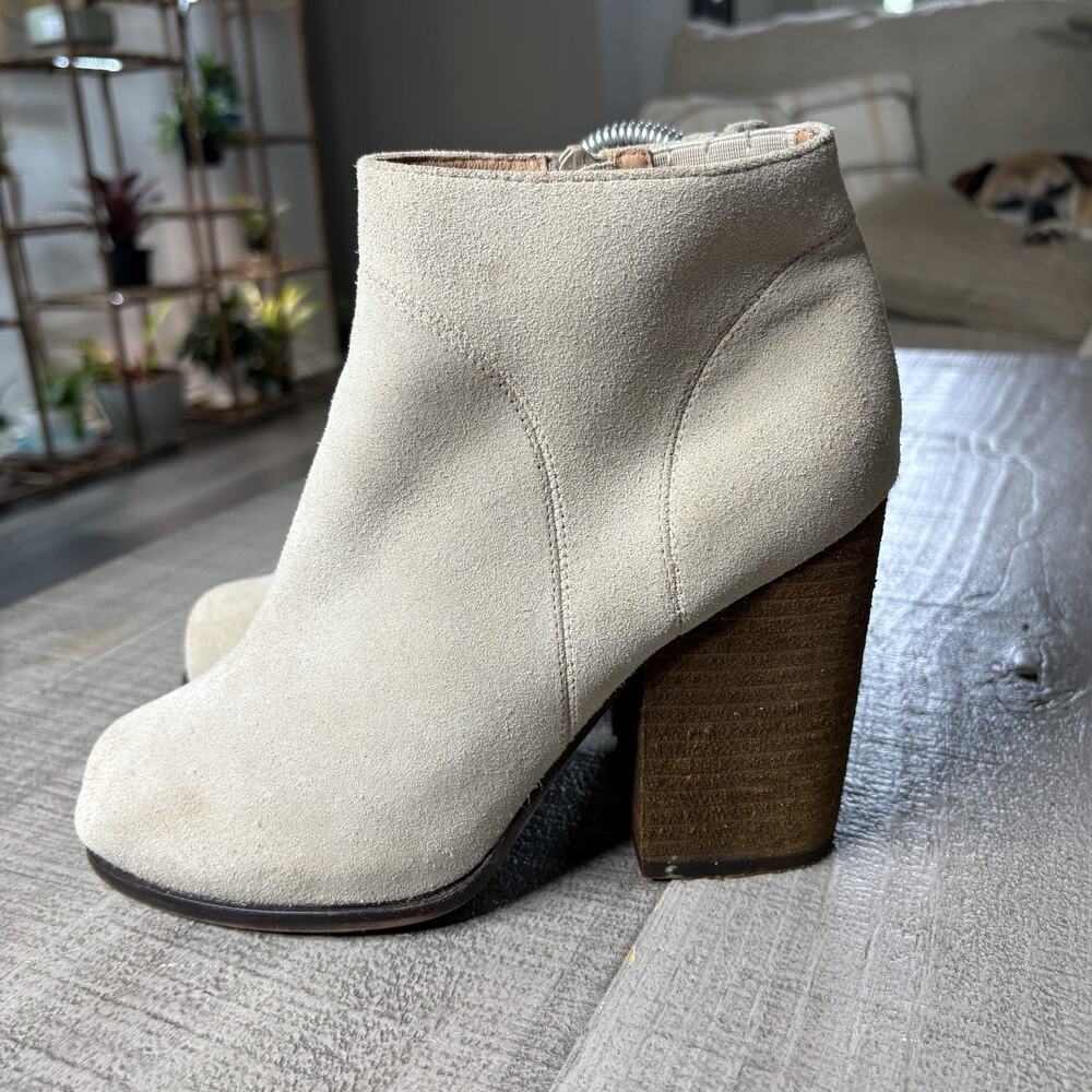 Jeffrey Campbell Womens Hanger Suede Zip Up Ankle Booties Beige Size 8M